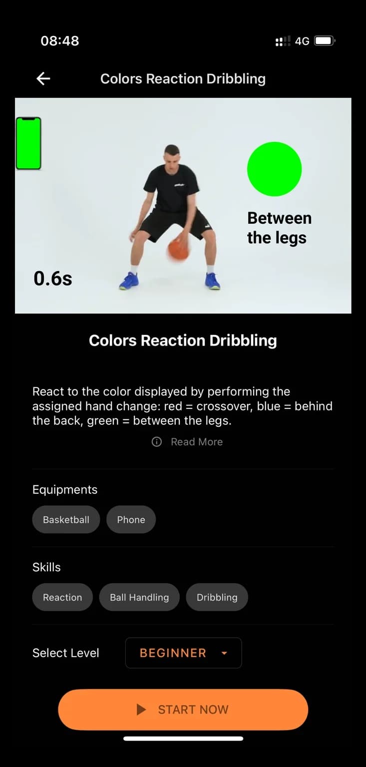 Colors reaction dribbling drill
