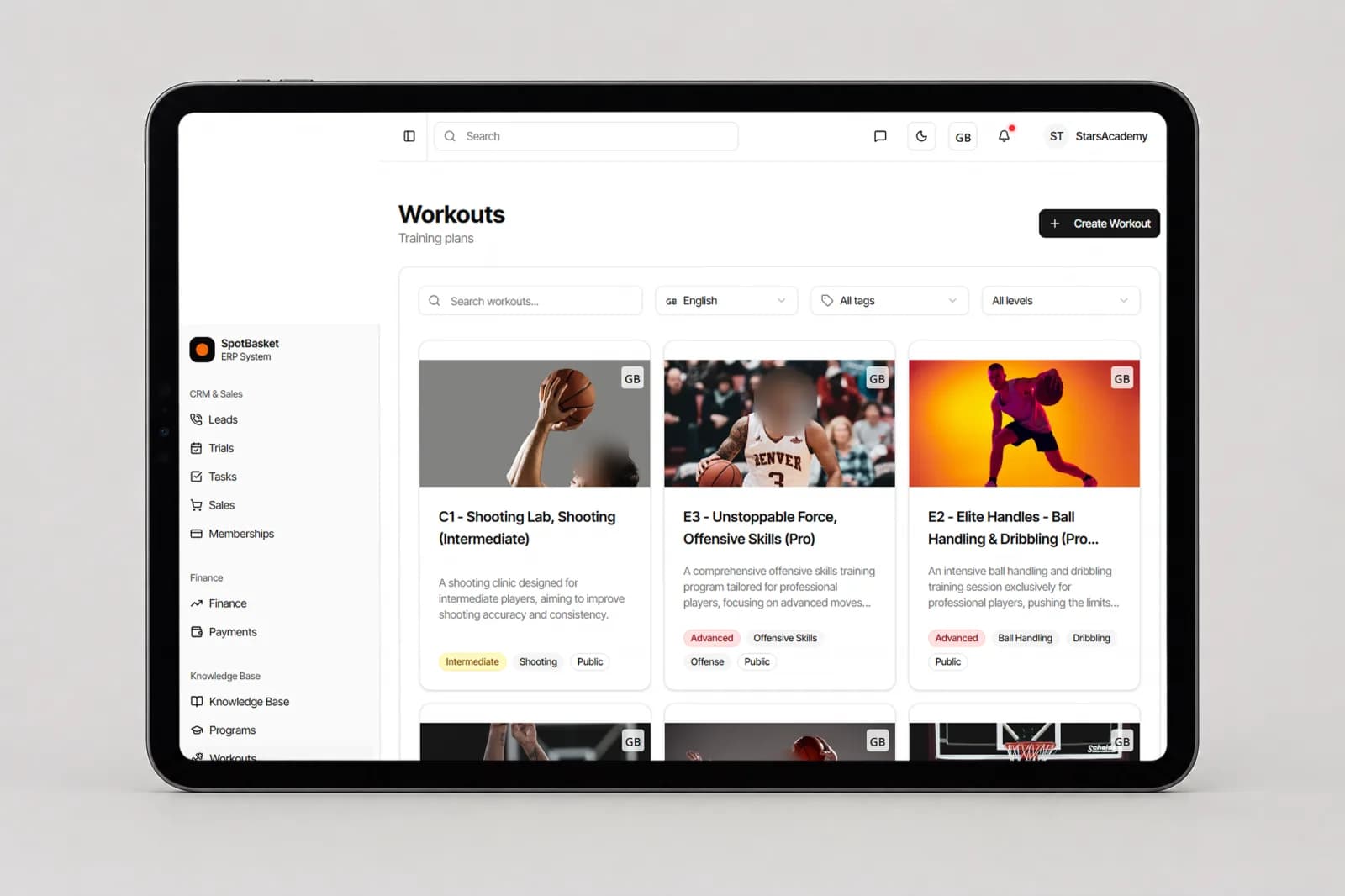 Filtering youth basketball drills by difficulty and category in the SpotBasket drill library