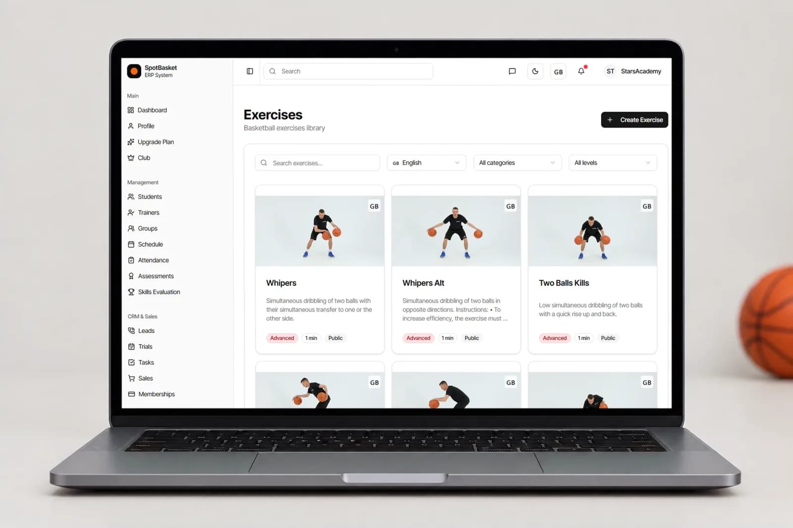 Basketball playbook library in SpotBasket OS with tagged plays and access settings